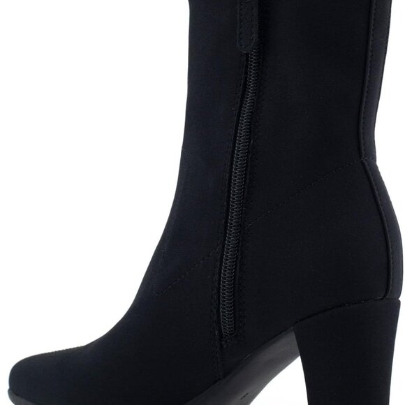 Stylish Calf High Womens Ankle Booties in Black Suede with Comfort Features - Picture 7 of 8